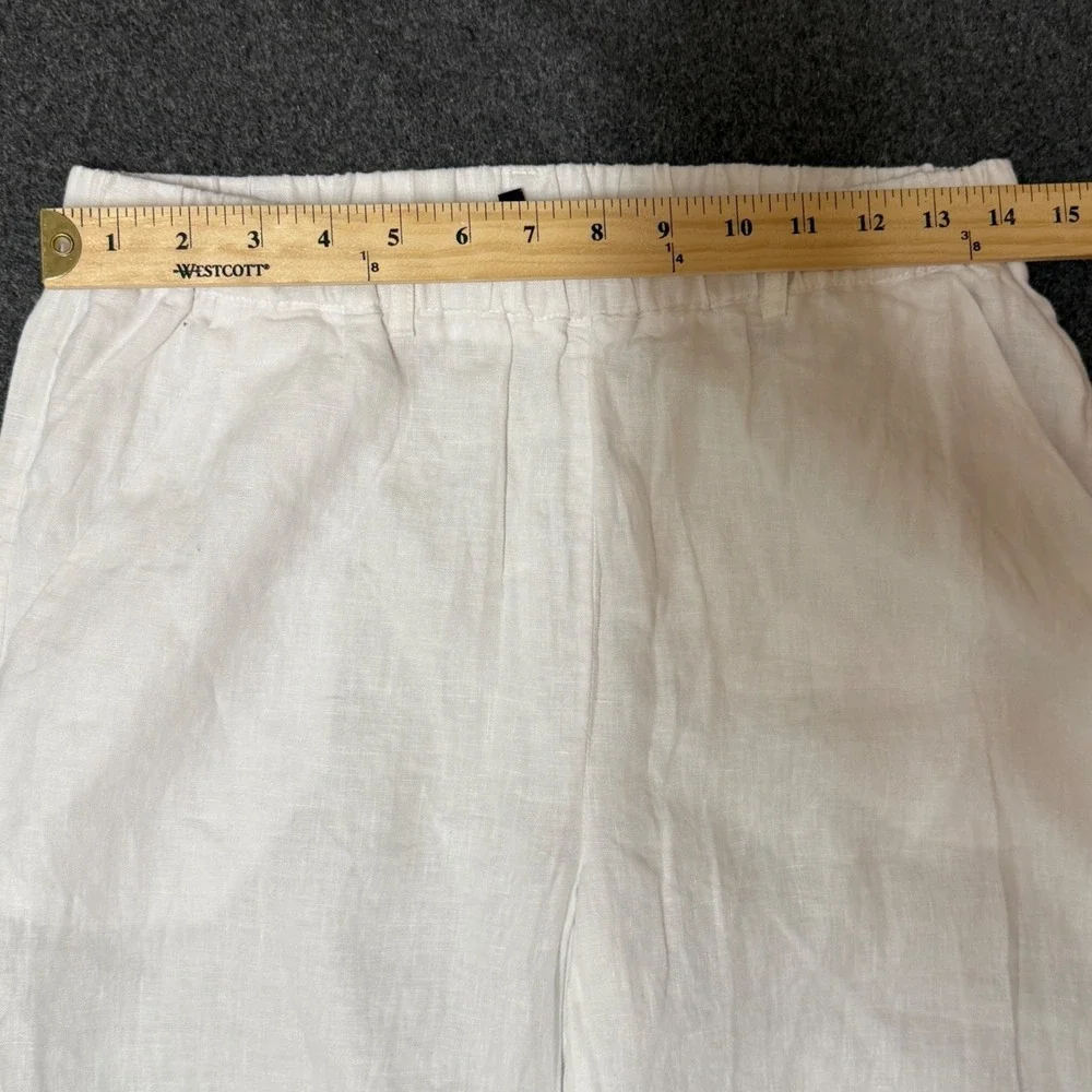 Quince Sz S European Linen Pants White Elastic Waist Straight Leg 24